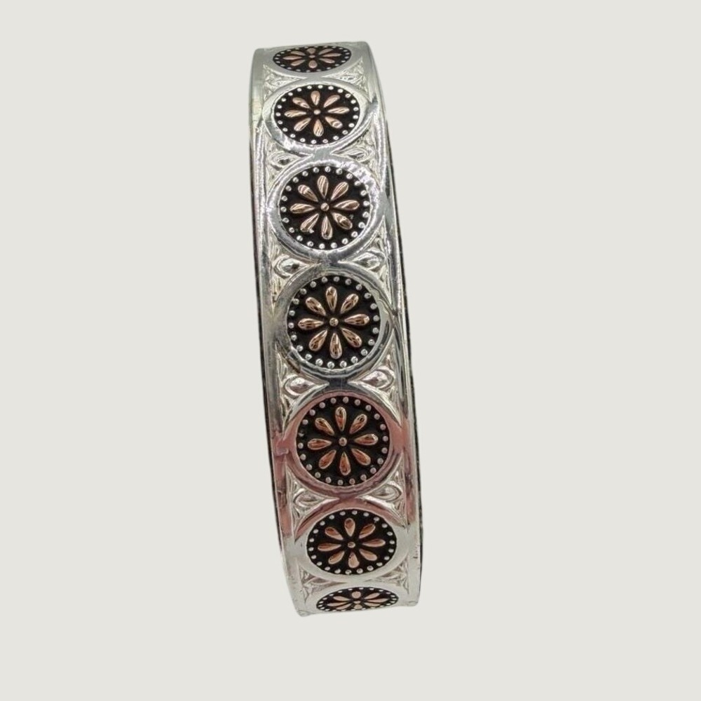 Montana Silversmiths Cuff Bracelet OS Western Floral Silver Copper Two-Tone